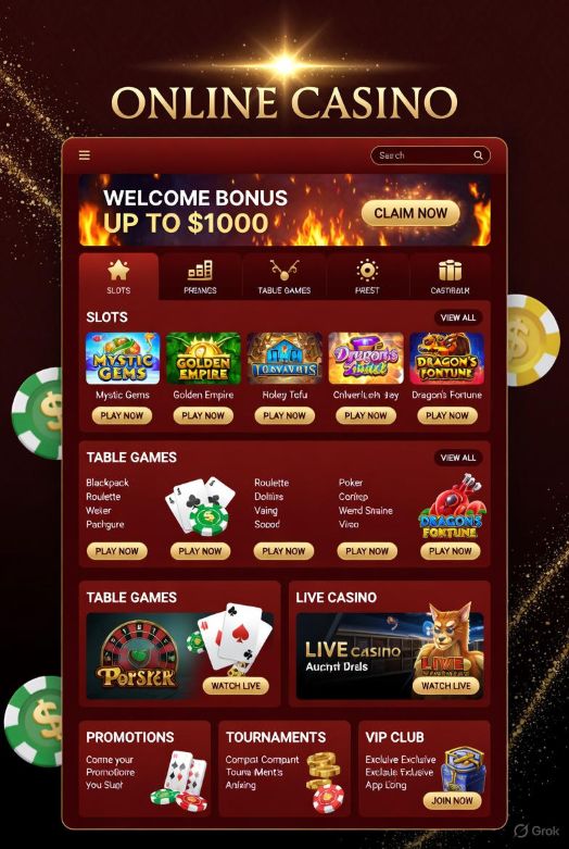 modern online casino interface