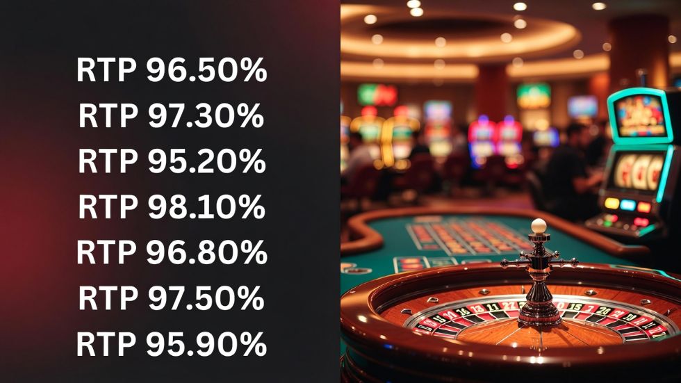 RTP percentages alongside casino graphics