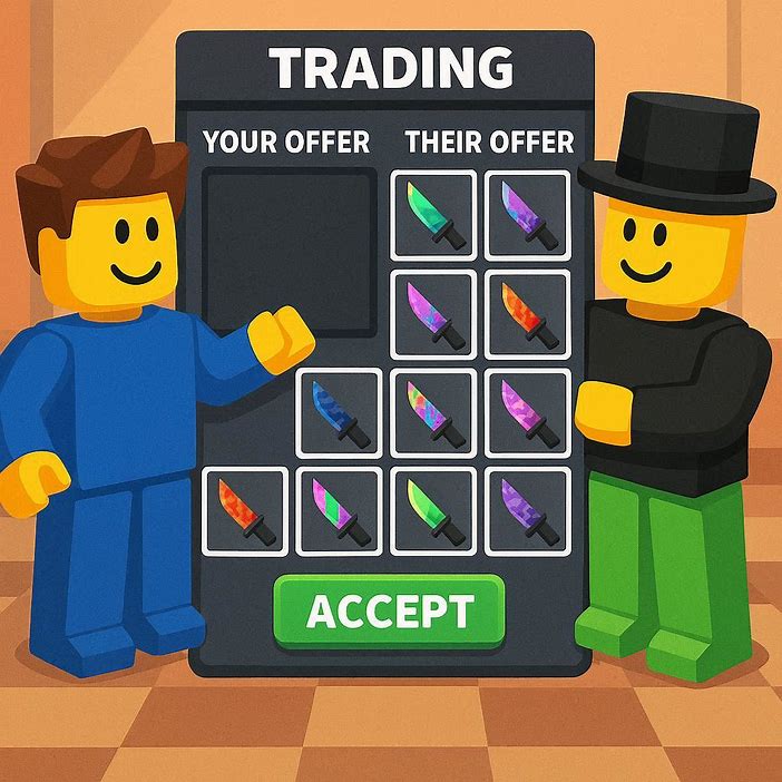 stylized Roblox trading scene