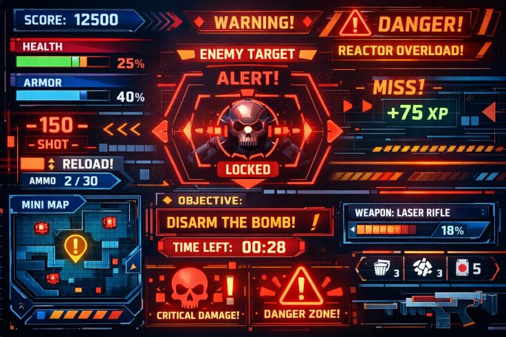 bold, analytical digital gaming interface